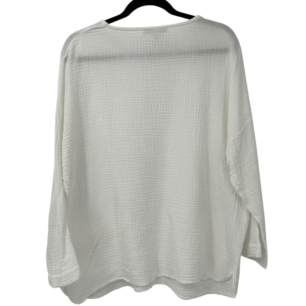 C&C California Womens White Double Gauze Cotton Oversized Pocket Top Large - Picture 2 of 6